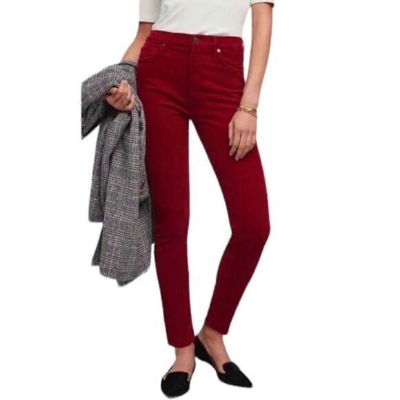 Citizens of Humanity Anthro Olivia Petite High Rise Slim Ankle Cord Size 27 Ruby - Picture 1 of 11